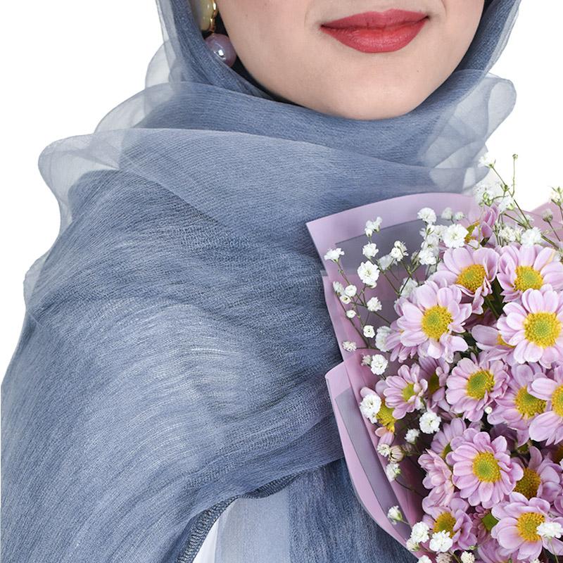 شال حریر دو رو آبی